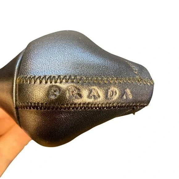 Prada Metallic Bronze Ruched Leather Stiletto Heels Women's Shoes Size 6.5 - Picture 11 of 14